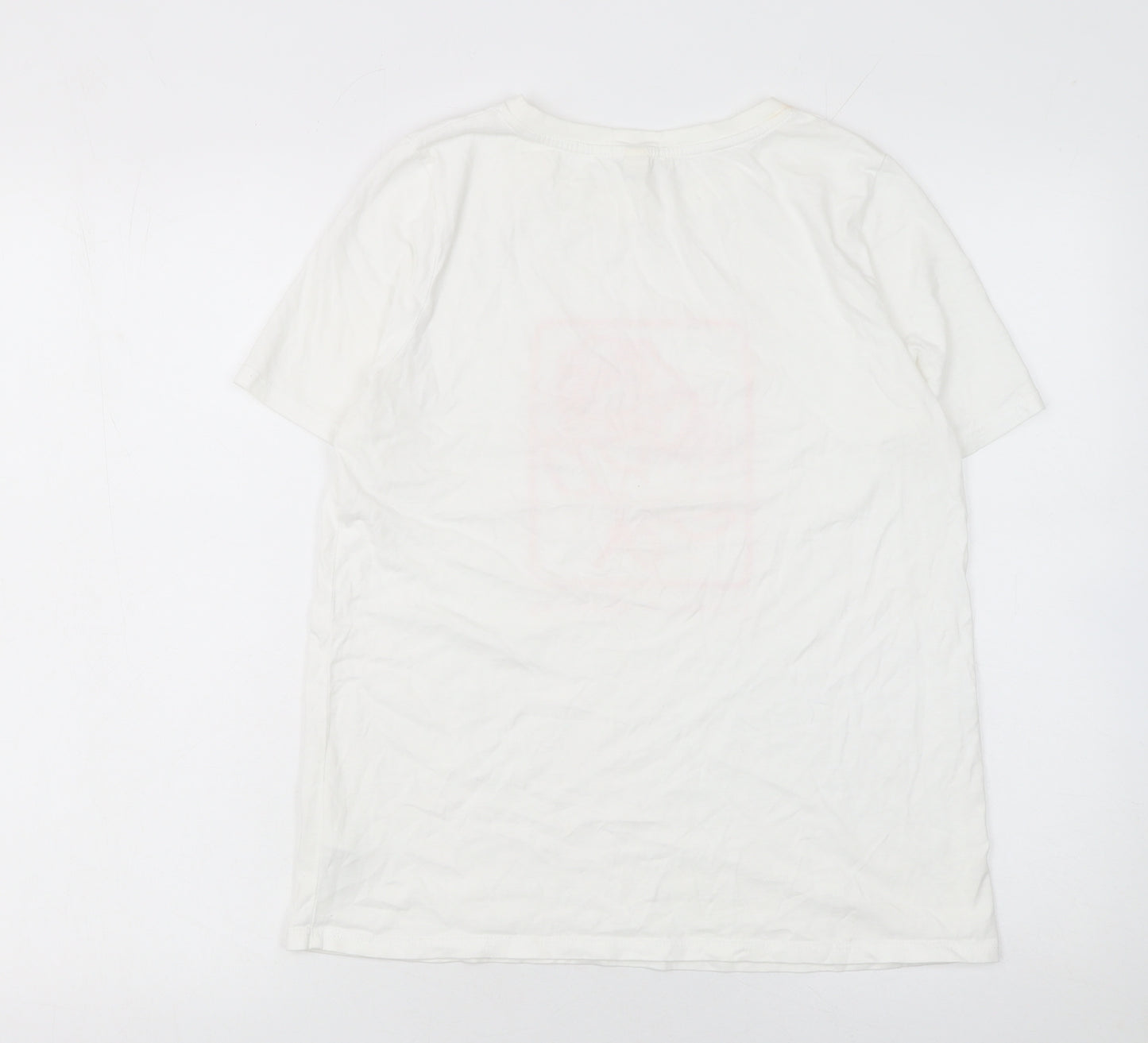 River Island Women's White Floral Embroidered Cotton T-Shirt Size 10