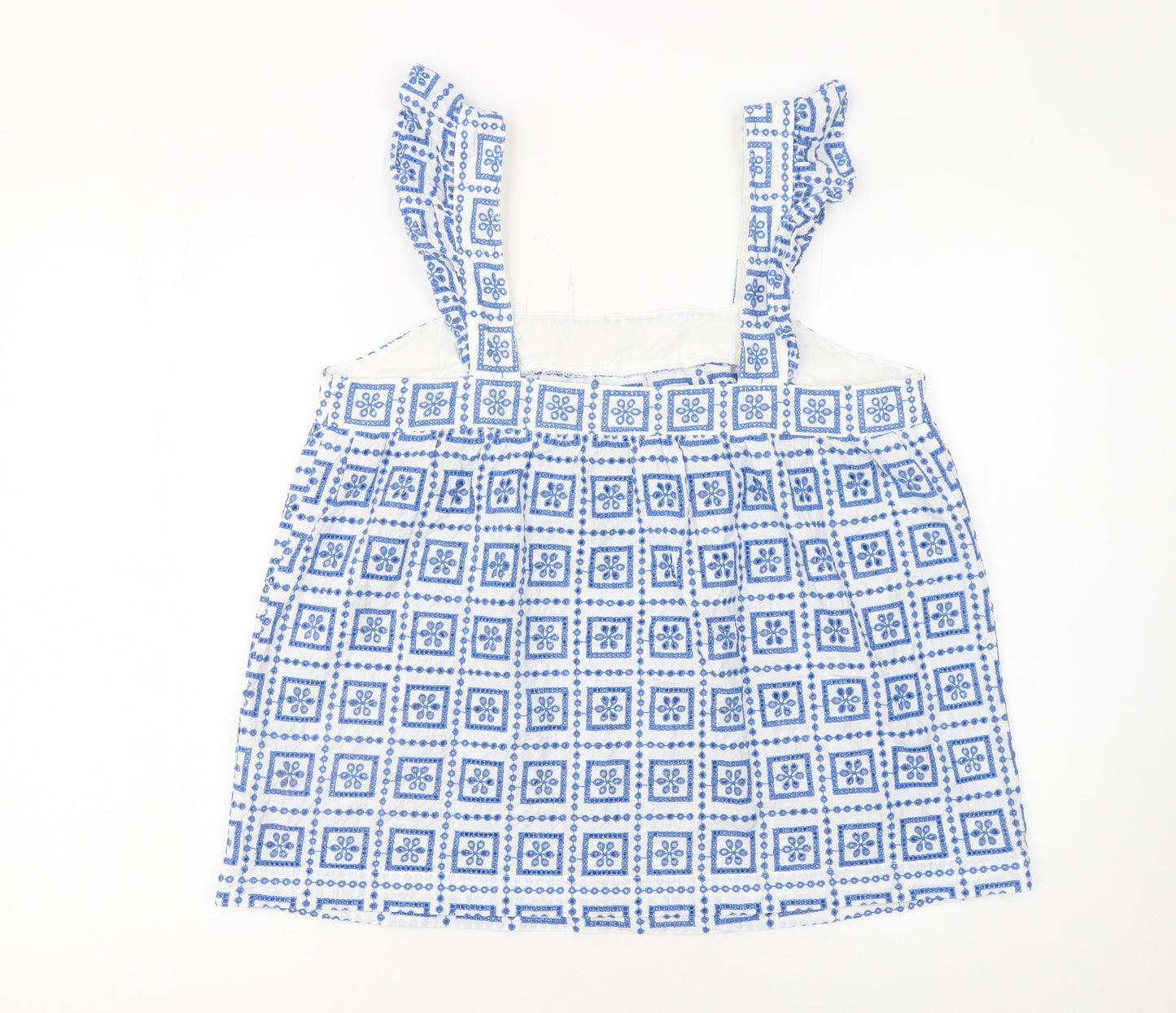 Next Women’s Blue Embroidered Cotton Camisole Top Size 14