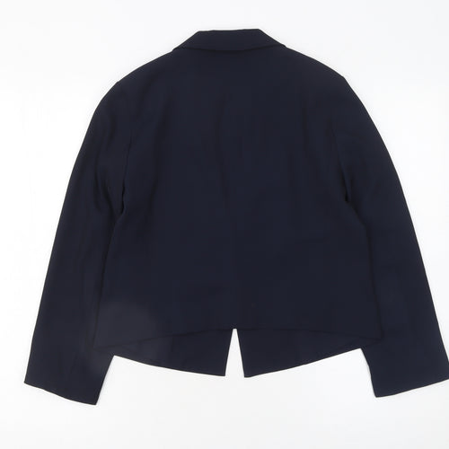 Warehouse Women Navy Blue Blazer Jacket UK 10 Polyester Blend