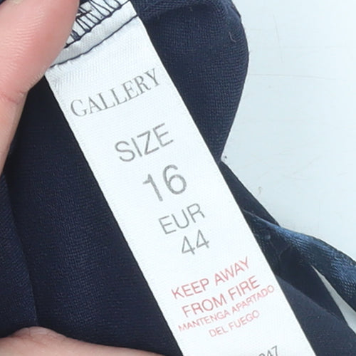 Gallery Women's Blue Size 16 Stretch Viscose Straight Leg Trousers