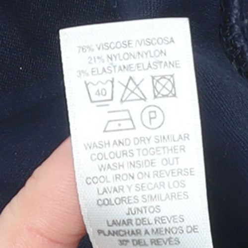 Gallery Women's Blue Size 16 Stretch Viscose Straight Leg Trousers