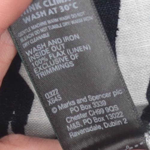 Marks and Spencer Women Black White Zebra Linen Tunic Blouse Size 14