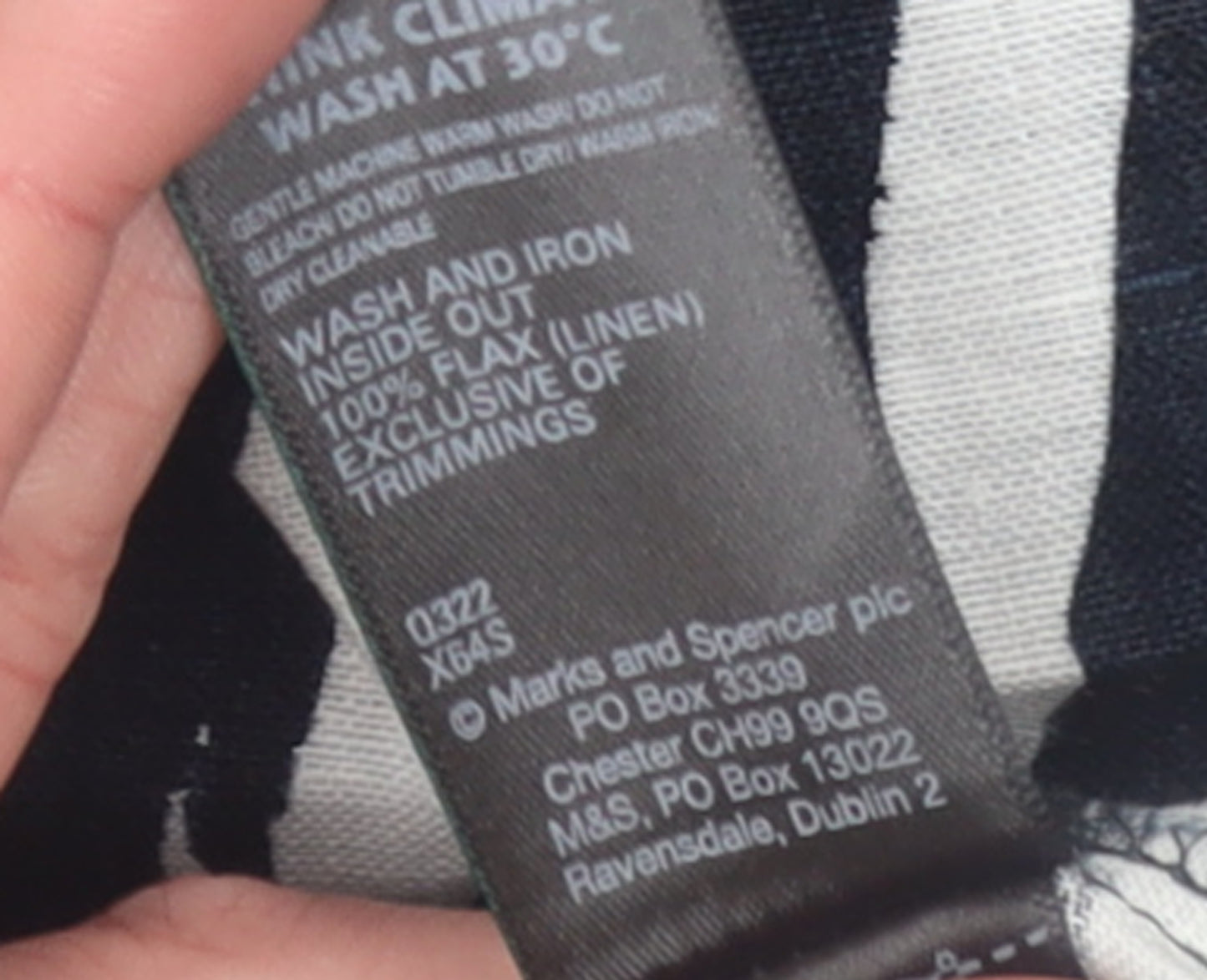 Marks and Spencer Women Black White Zebra Linen Tunic Blouse Size 14