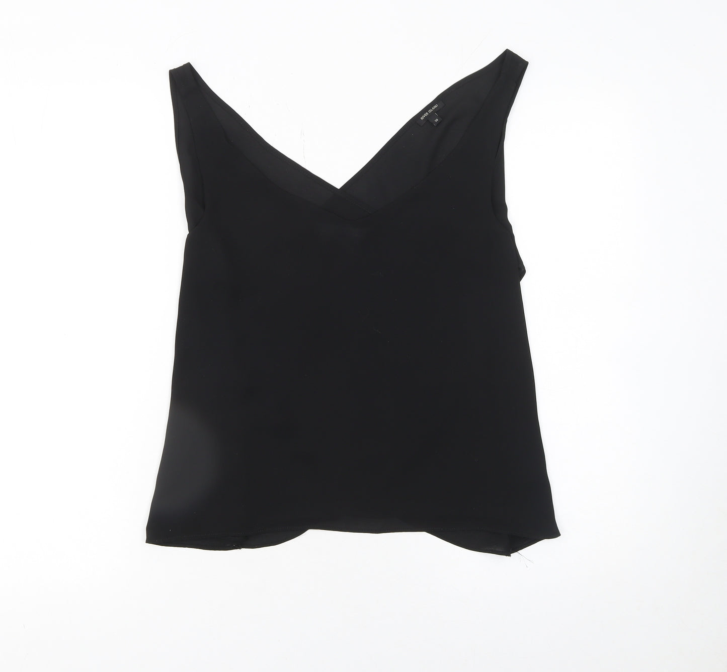 River Island Women Black Wrap V-Neck Sleeveless Blouse Size 10