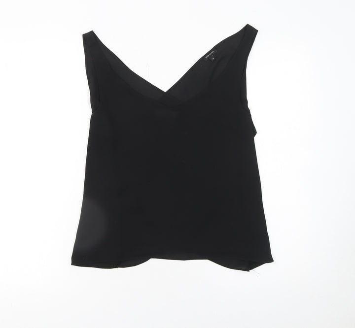 River Island Women Black Wrap V-Neck Sleeveless Blouse Size 10