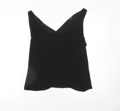 River Island Women Black Wrap V-Neck Sleeveless Blouse Size 10