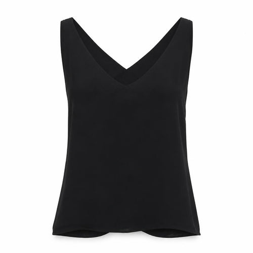 River Island Women Black Wrap V-Neck Sleeveless Blouse Size 10