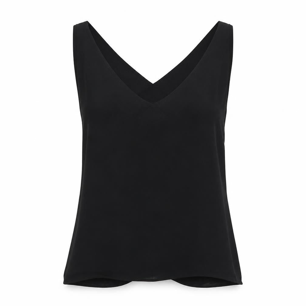 River Island Women Black Wrap V-Neck Sleeveless Blouse Size 10