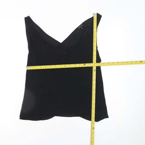 River Island Women Black Wrap V-Neck Sleeveless Blouse Size 10