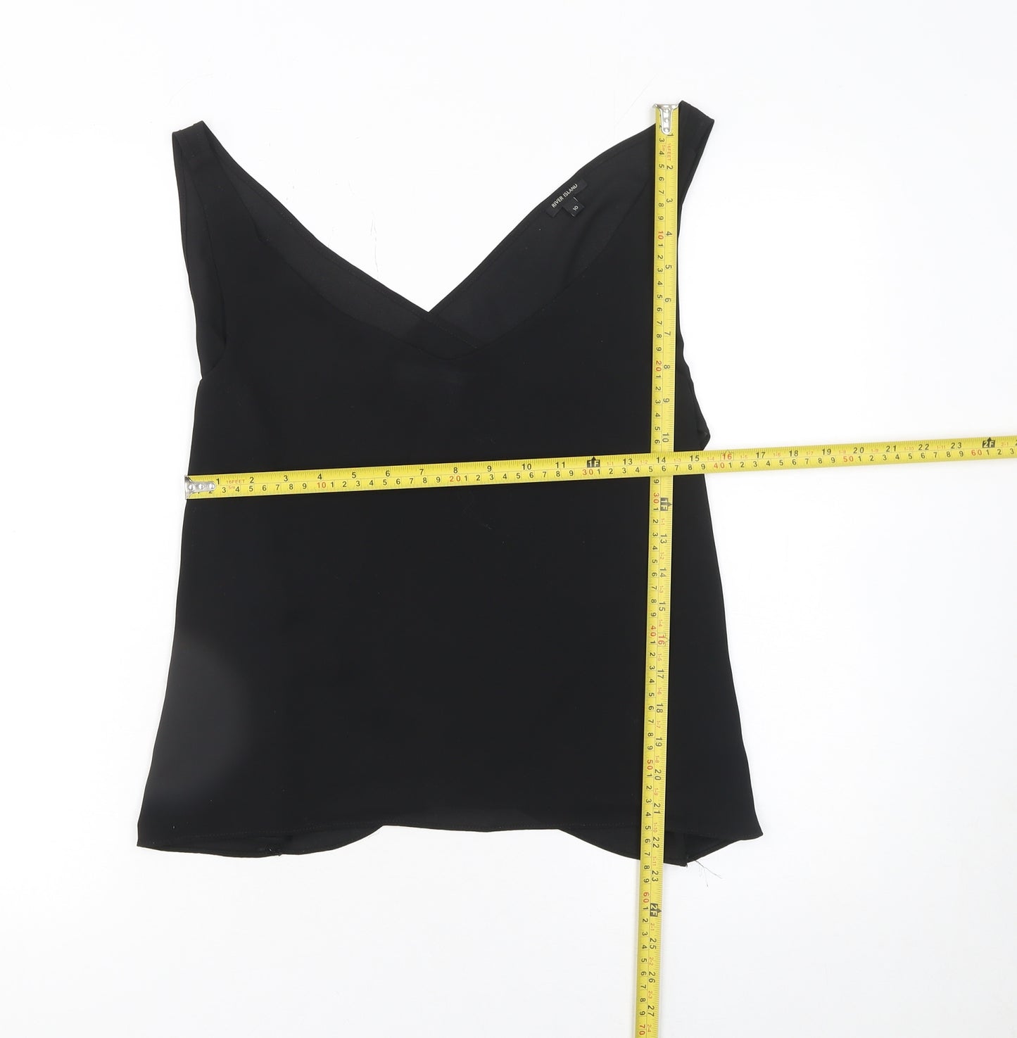 River Island Women Black Wrap V-Neck Sleeveless Blouse Size 10