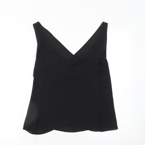 River Island Women Black Wrap V-Neck Sleeveless Blouse Size 10