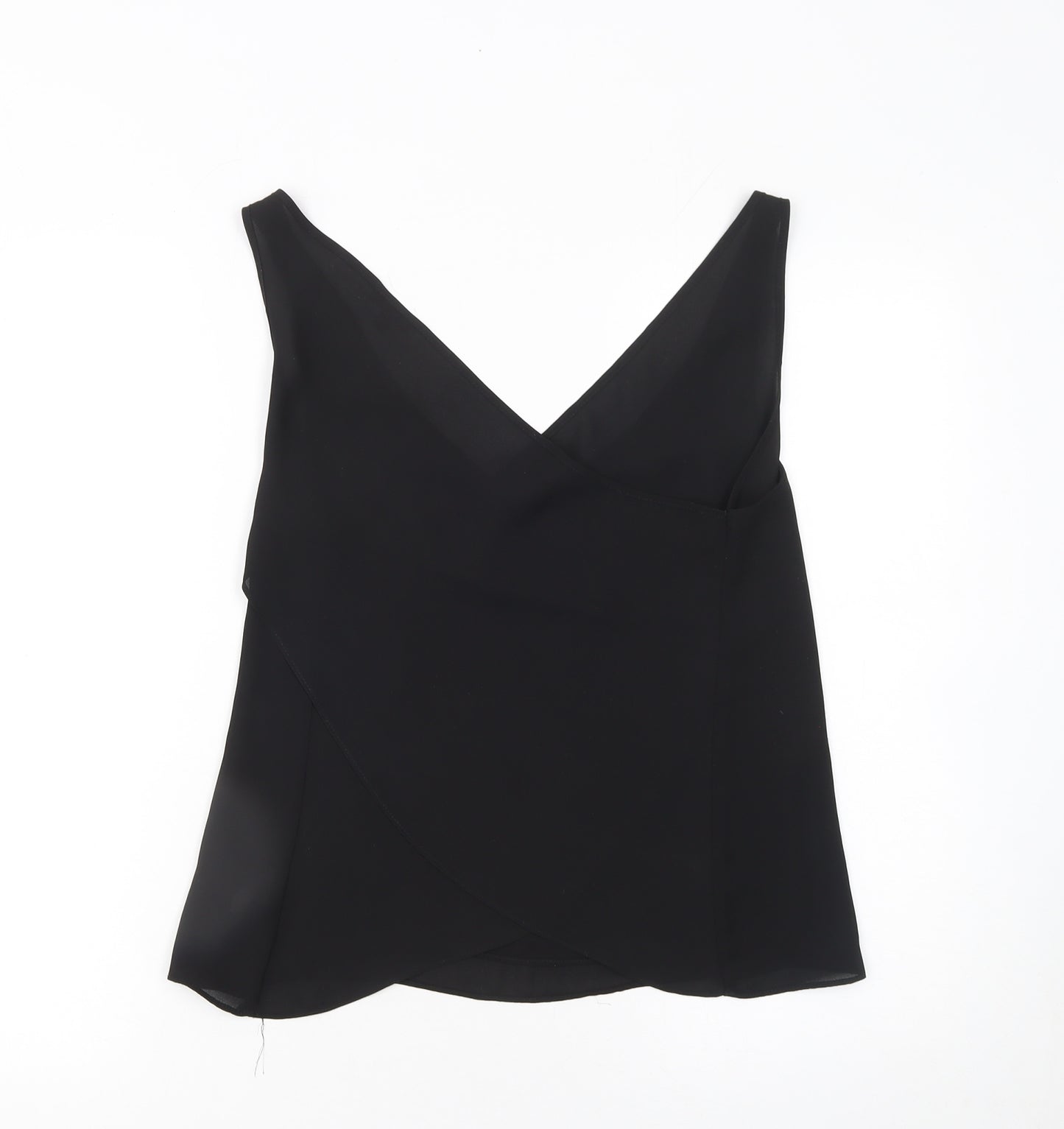 River Island Women Black Wrap V-Neck Sleeveless Blouse Size 10