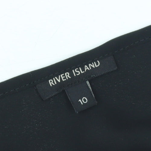 River Island Women Black Wrap V-Neck Sleeveless Blouse Size 10