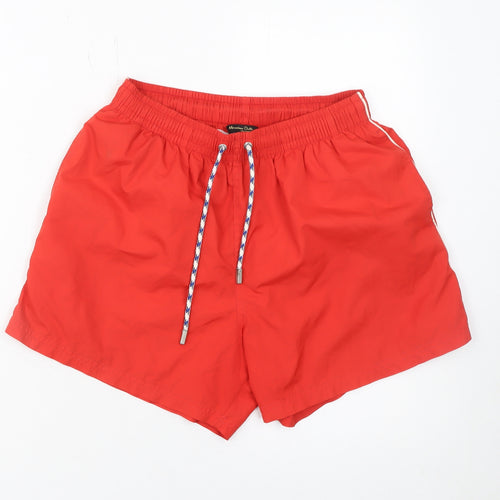 Massimo Dutti Men Red Swim Shorts M Polyester Quick Dry Elastic Waist