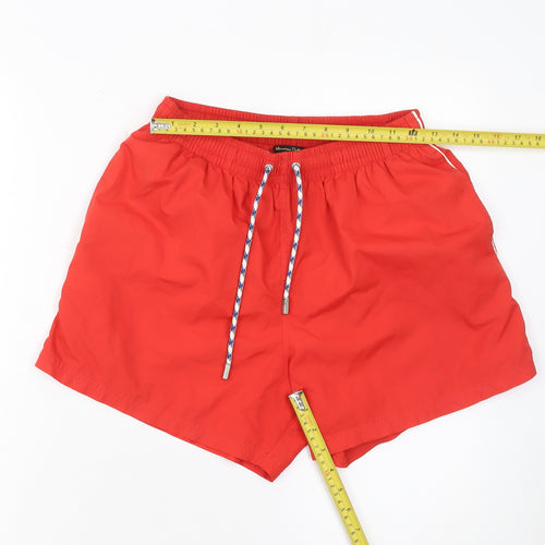 Massimo Dutti Men Red Swim Shorts M Polyester Quick Dry Elastic Waist