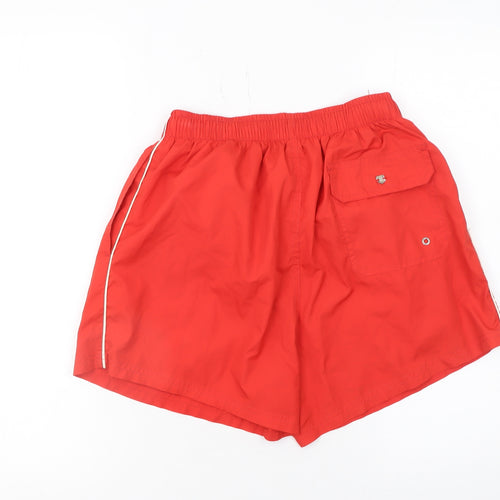 Massimo Dutti Men Red Swim Shorts M Polyester Quick Dry Elastic Waist