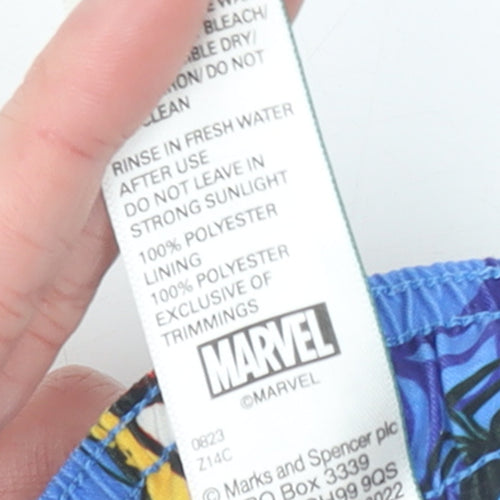 Marks and Spencer Boys Blue Spider-Man Swim Shorts 8 Years Marvel Quick Dry