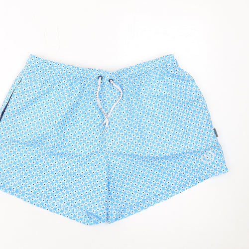 Bugatti Men's Blue Floral Swim Shorts M Elastic Waist Quick Dry