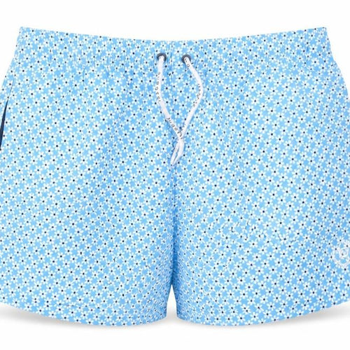 Bugatti Men's Blue Floral Swim Shorts M Elastic Waist Quick Dry