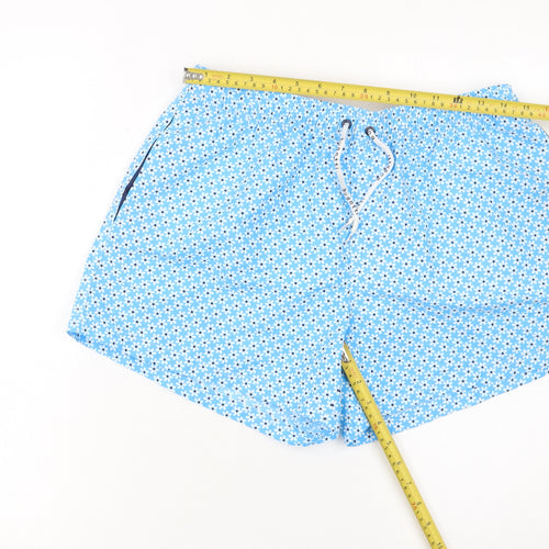 Bugatti Men's Blue Floral Swim Shorts M Elastic Waist Quick Dry