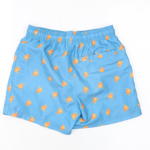 Speedo Boys Blue Athletic Swim Shorts 7-8 Years Turtle Print Quick Dry