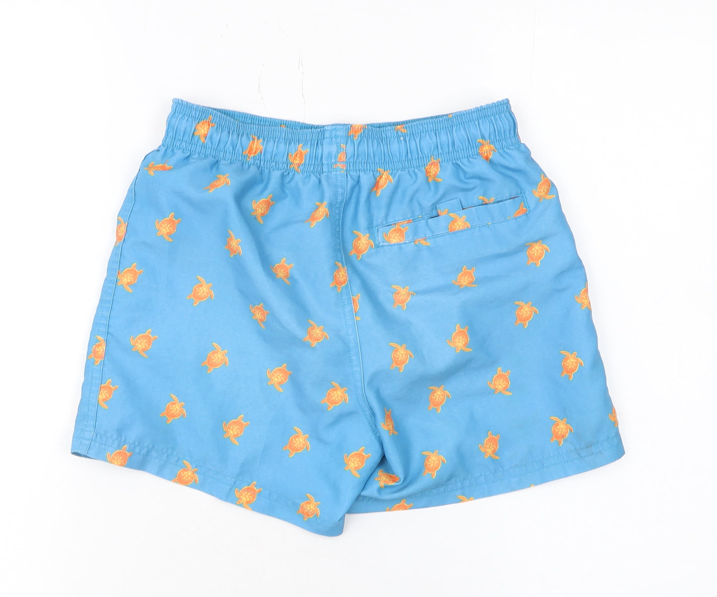 Speedo Boys Blue Athletic Swim Shorts 7-8 Years Turtle Print Quick Dry