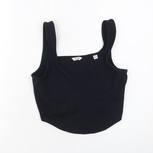 Jack Wills Women’s Black Cropped Tank Top Size 10 Cotton Blend