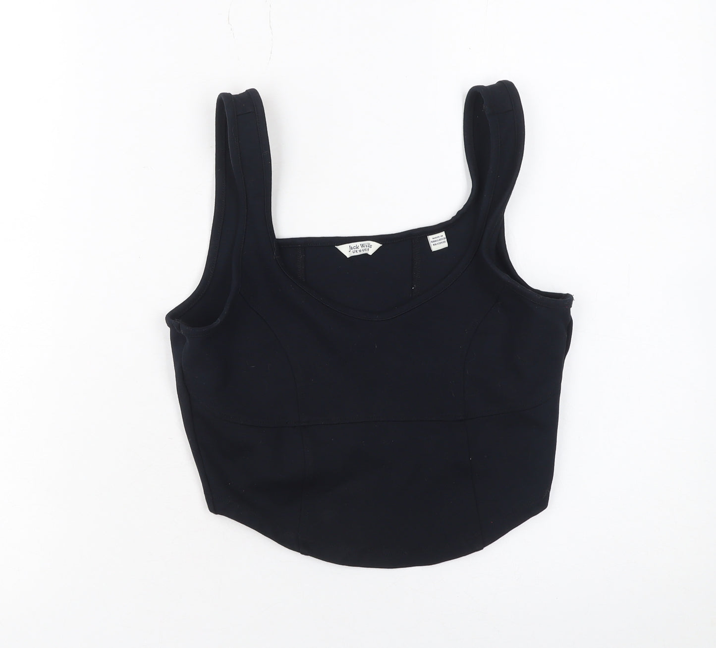 Jack Wills Women’s Black Cropped Tank Top Size 10 Cotton Blend