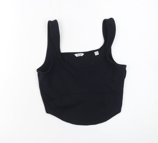 Jack Wills Women’s Black Cropped Tank Top Size 10 Cotton Blend