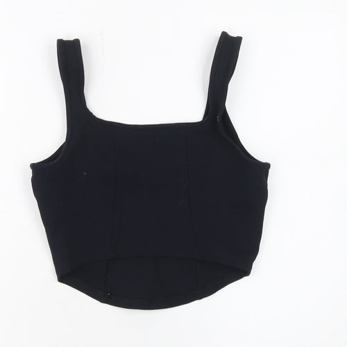 Jack Wills Women’s Black Cropped Tank Top Size 10 Cotton Blend