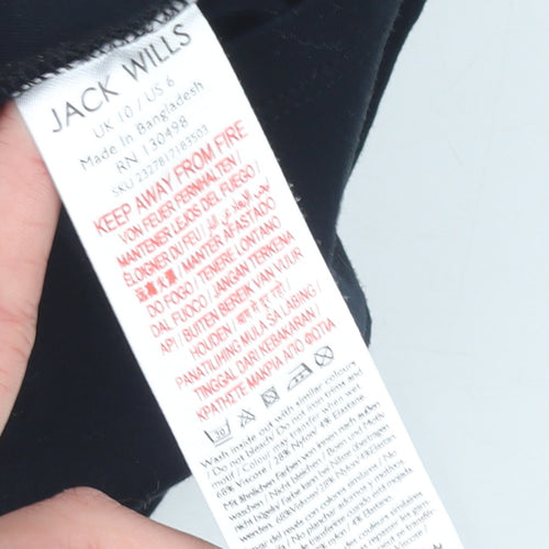 Jack Wills Women’s Black Cropped Tank Top Size 10 Cotton Blend