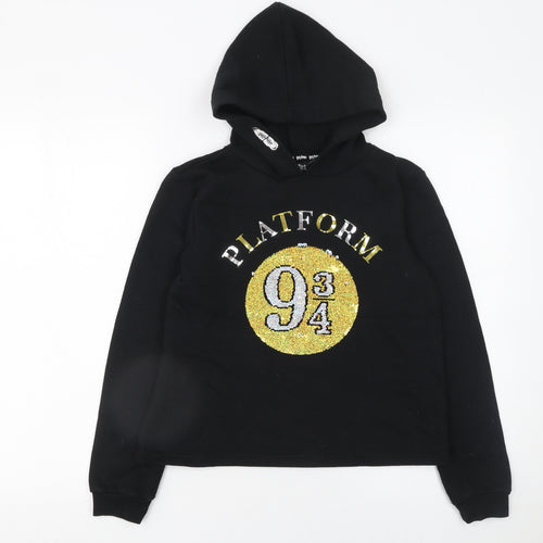 Harry Potter Girls Black Sequin Platform 9 3/4 Pullover Hoodie 13-14 Years
