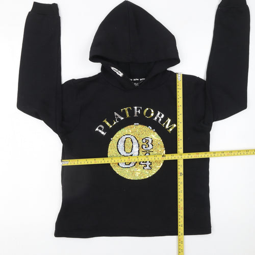 Harry Potter Girls Black Sequin Platform 9 3/4 Pullover Hoodie 13-14 Years