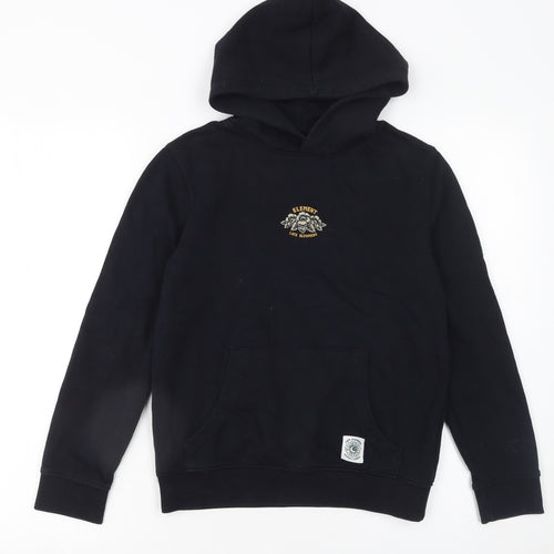 Element Unisex Kids Black Pullover Hoodie 12 Years Graphic Print Fleece