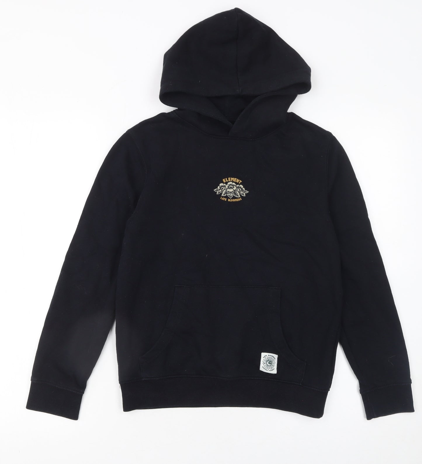 Element Unisex Kids Black Pullover Hoodie 12 Years Graphic Print Fleece