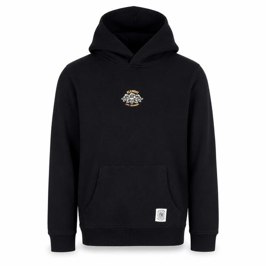 Front view of Element unisex kids black pullover hoodie 12 years graphic print fleece