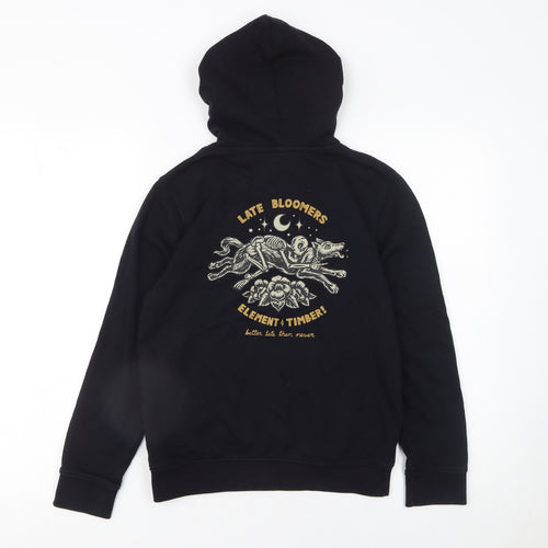 Element Unisex Kids Black Pullover Hoodie 12 Years Graphic Print Fleece