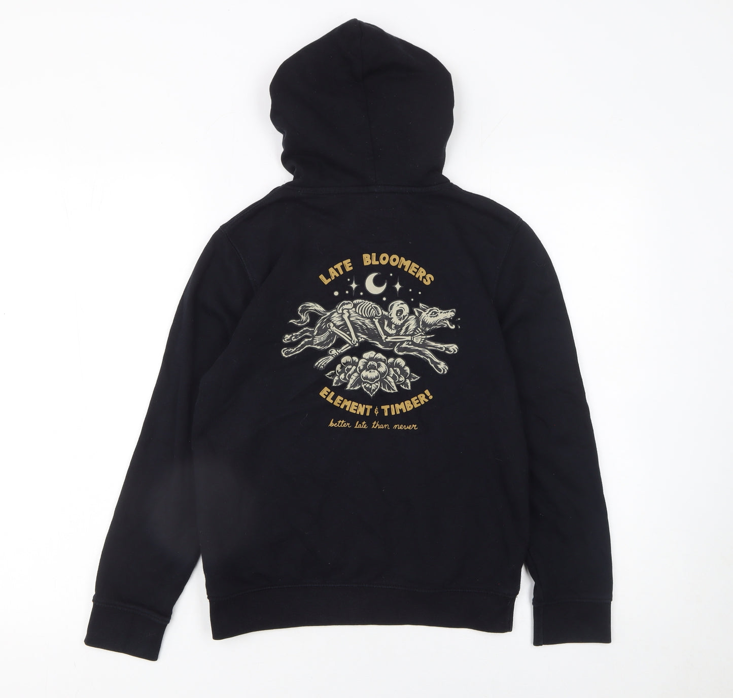 Element Unisex Kids Black Pullover Hoodie 12 Years Graphic Print Fleece