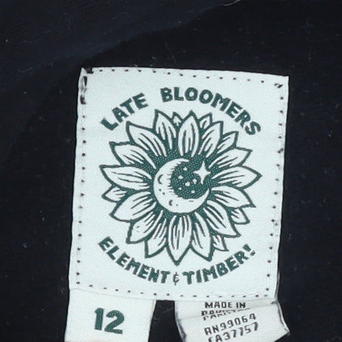 Element Unisex Kids Black Pullover Hoodie 12 Years Graphic Print Fleece
