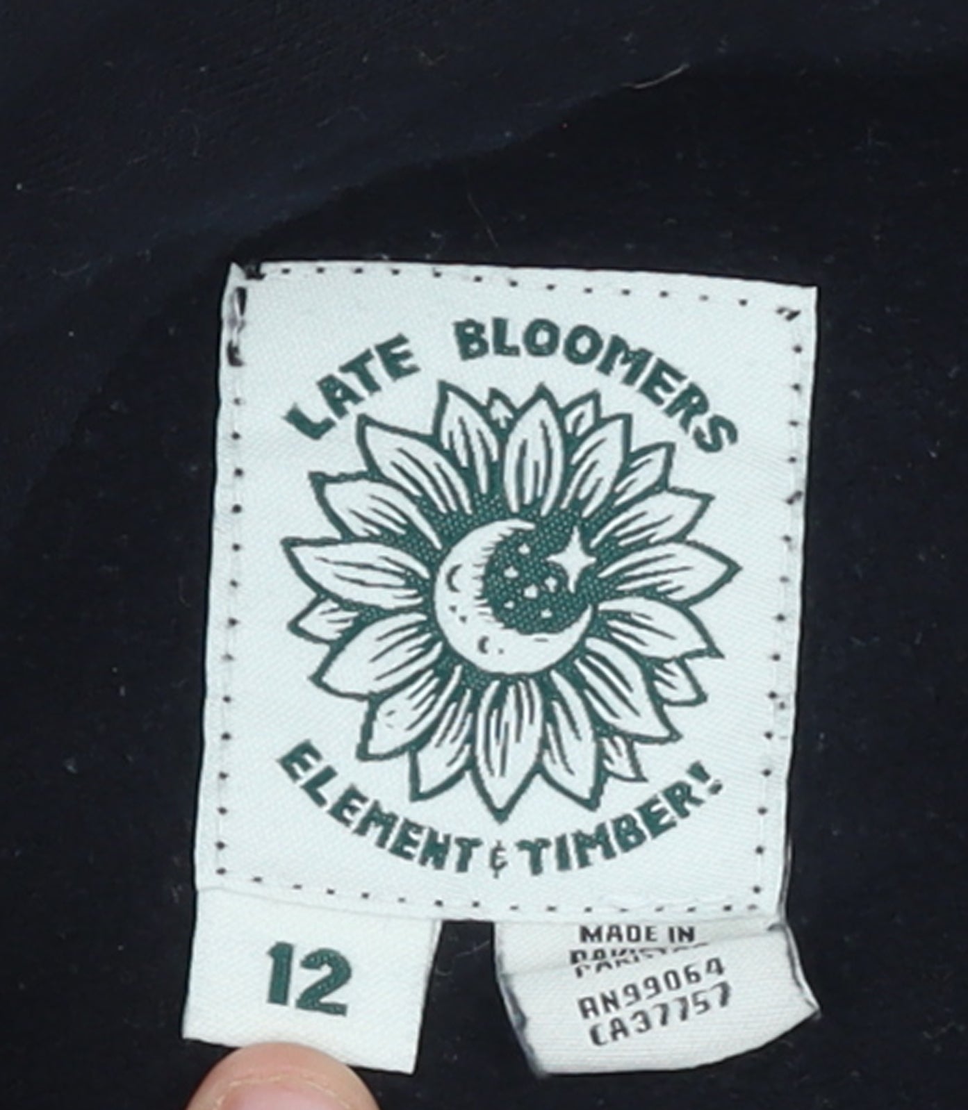 Element Unisex Kids Black Pullover Hoodie 12 Years Graphic Print Fleece