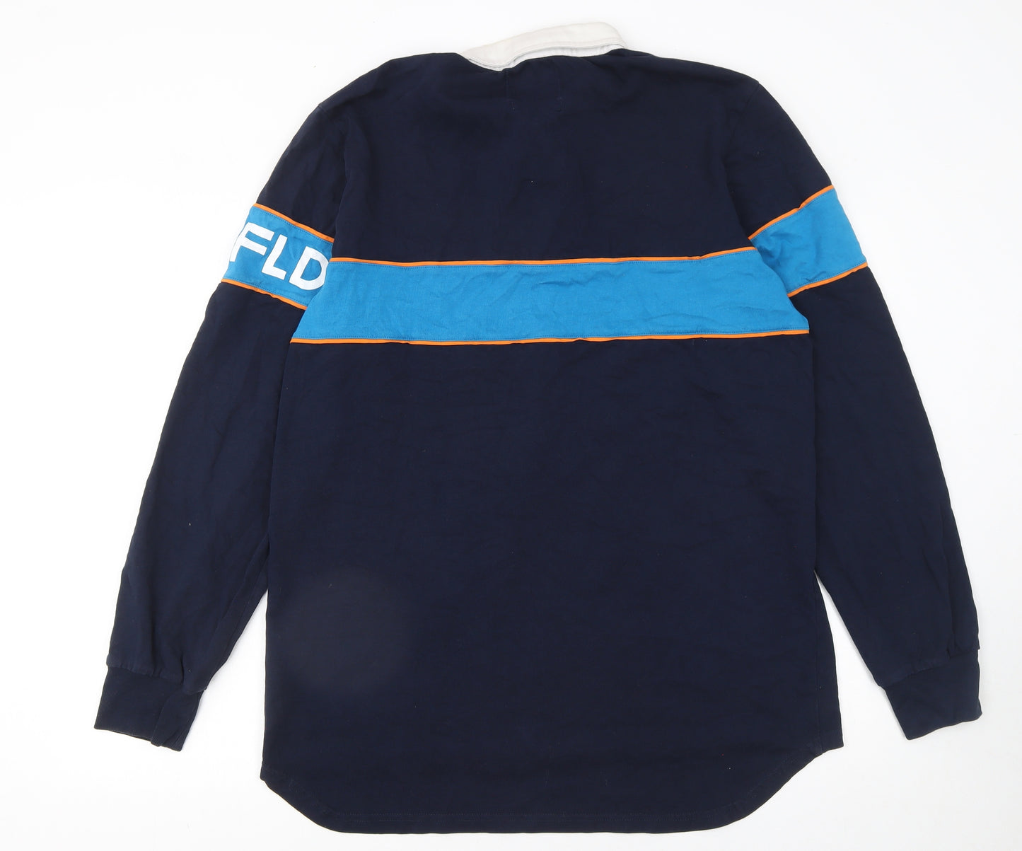Left Field Men's Blue Long Sleeve Rugby Polo Shirt XL
