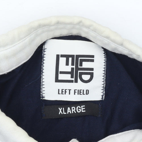 Left Field Men's Blue Long Sleeve Rugby Polo Shirt XL