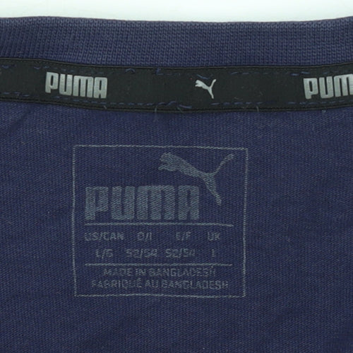 Puma Men's Blue Crew Neck Logo Graphic Cotton T-Shirt Size L