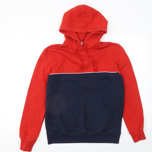 H&M Men's Red and Blue Pullover Hoodie Size S Cotton Blend