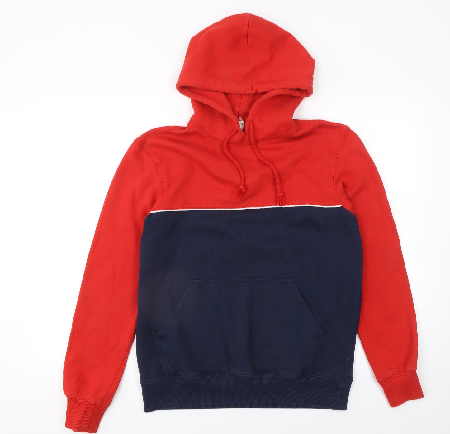 H&M Men's Red and Blue Pullover Hoodie Size S Cotton Blend