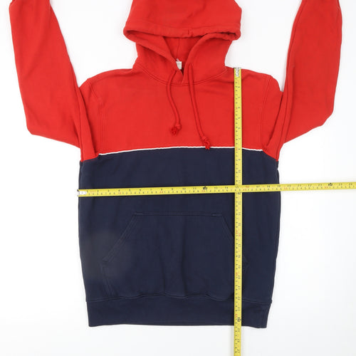 H&M Men's Red and Blue Pullover Hoodie Size S Cotton Blend