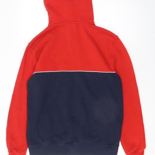 H&M Men's Red and Blue Pullover Hoodie Size S Cotton Blend