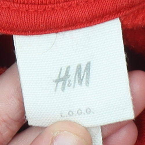 H&M Men's Red and Blue Pullover Hoodie Size S Cotton Blend