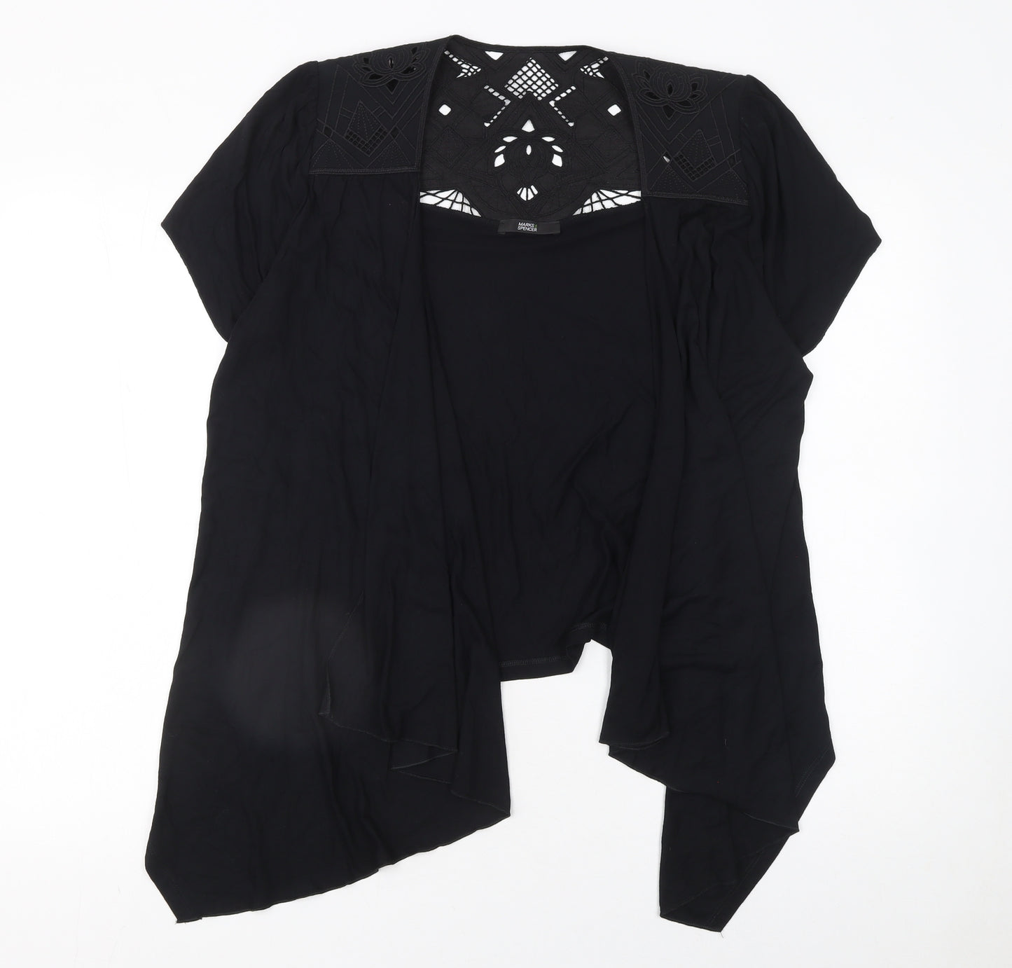 Marks and Spencer Women's Black Size 14 Open Crochet Cardigan