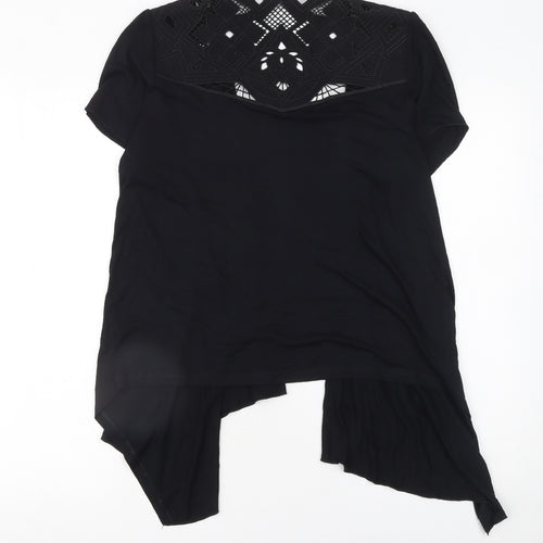 Marks and Spencer Women's Black Size 14 Open Crochet Cardigan